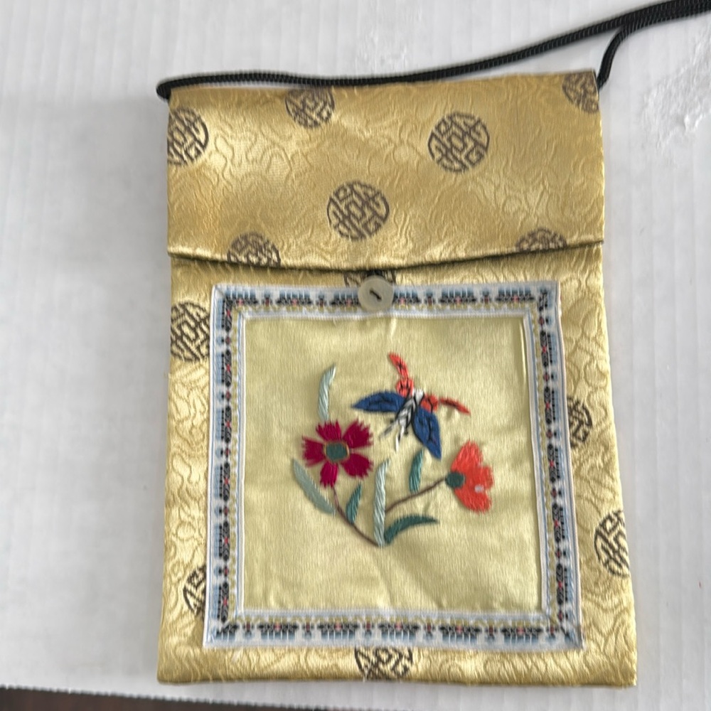 Vintage Embroidered Silk Crossbody